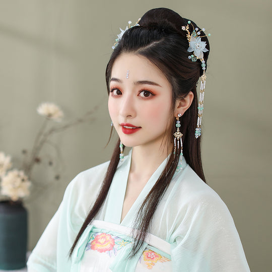 Traditional Hanfu Hair Accessories Set — Tassel Hairpins with Dragon & Phoenix Motifs
