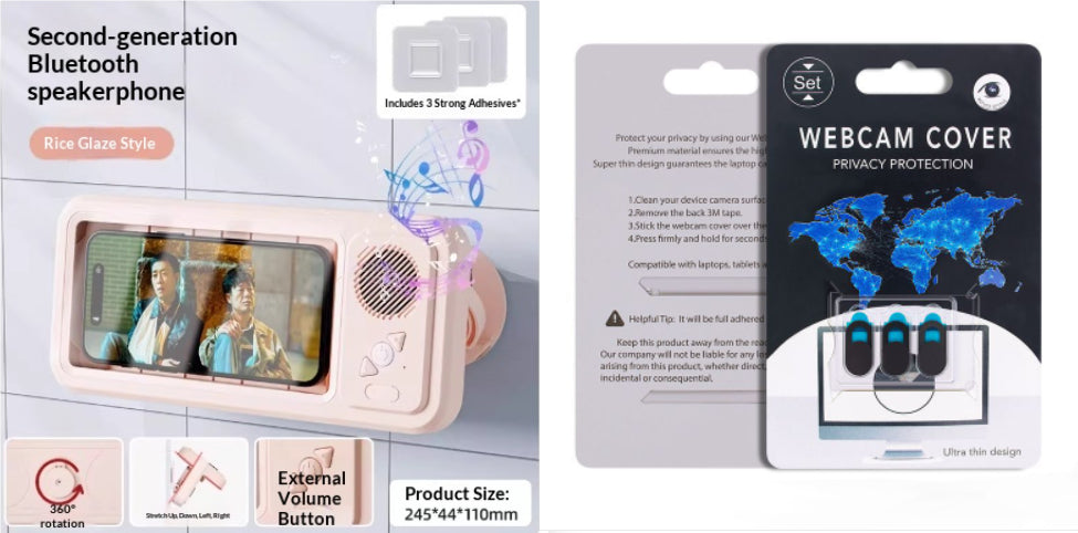 Waterproof Shower Phone Holder with Bluetooth Speaker | 360° Rotation Touch Screen