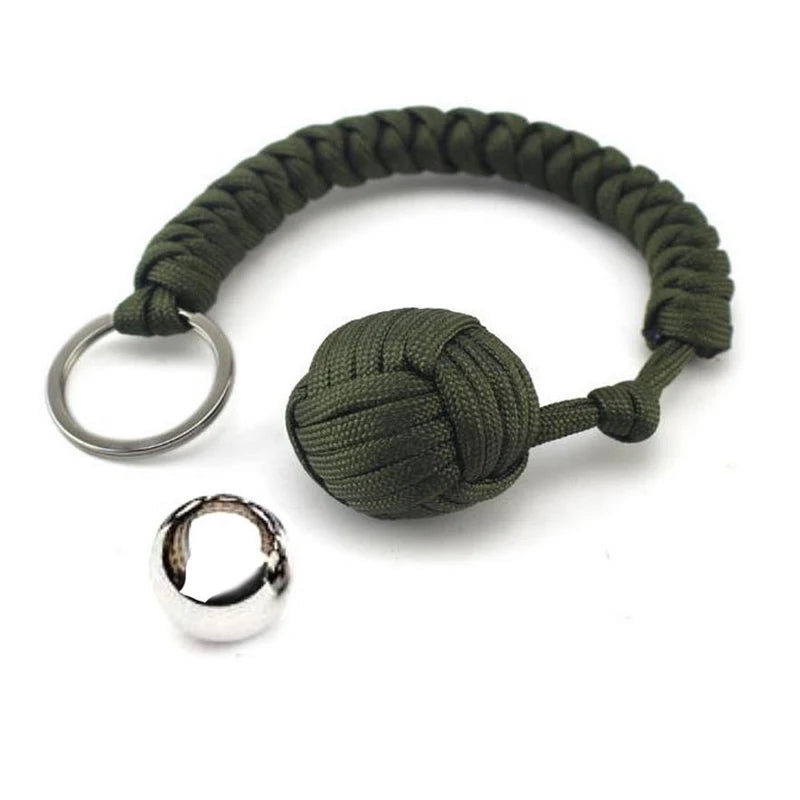 Outdoor Self-Defense Paracord Keychain – Steel Ball EDC Survival Tool
