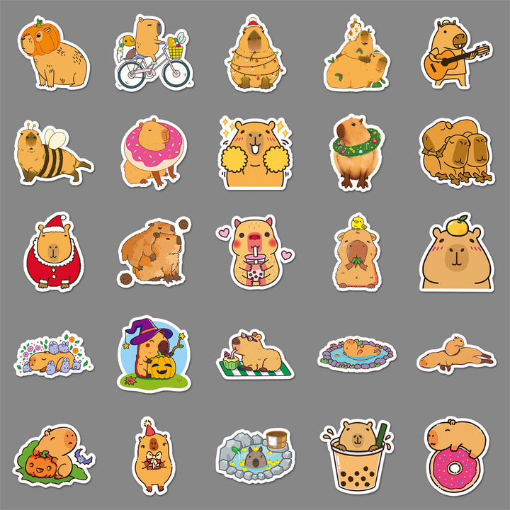 Cute Capybara Stickers 50 Pcs | Waterproof Vinyl Decals for DIY