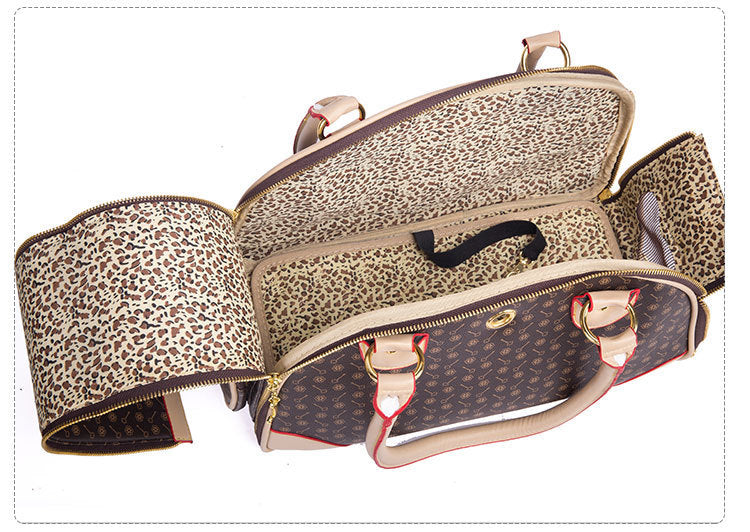Premium PU Leather Pet Carrier Bag – Stylish Travel Bag for Cats & Dogs