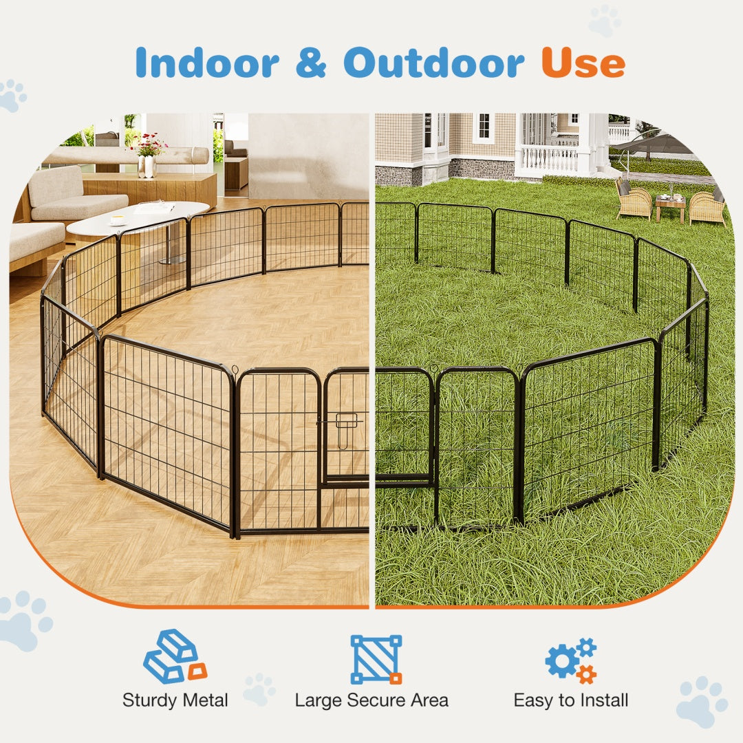 Metal Dog Playpen with Door | Pet Exercise Pen