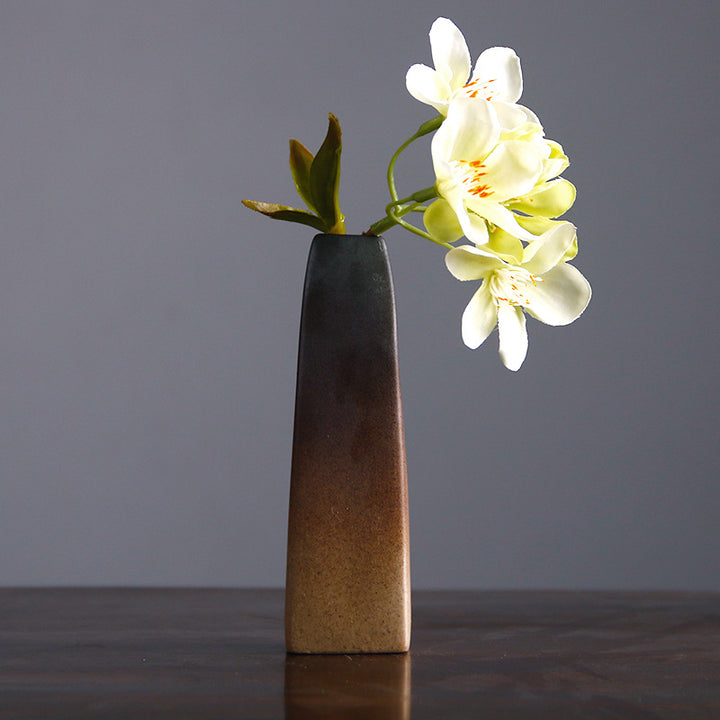 Vintage Ceramic Zen Flower Vase – Minimalist Wabi-Sabi Home Decor