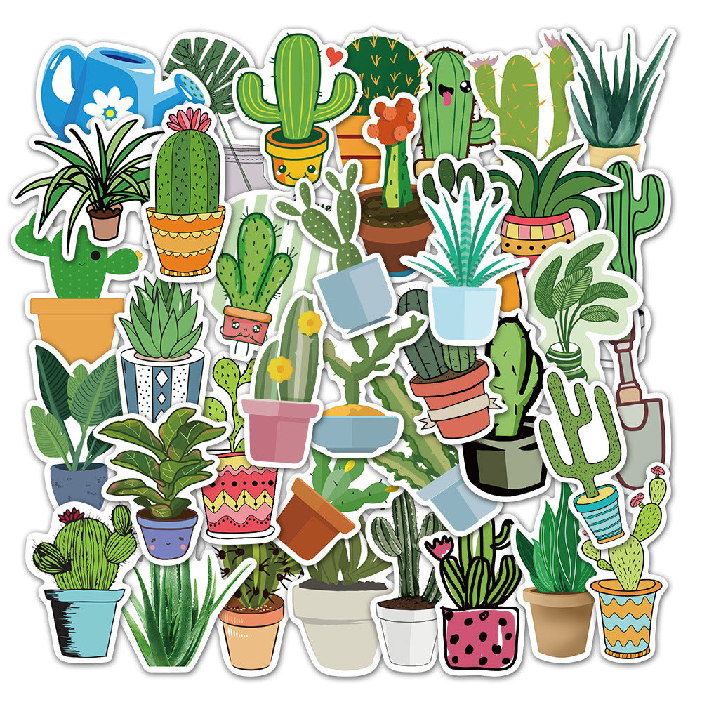 45 PCS Waterproof Cactus Plant Stickers for Various Uses
