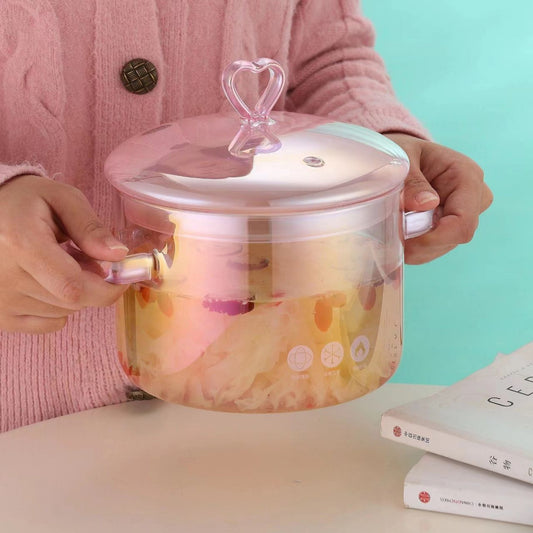 Love-shaped Borosilicate Glass Pot Safe For Direct Flame