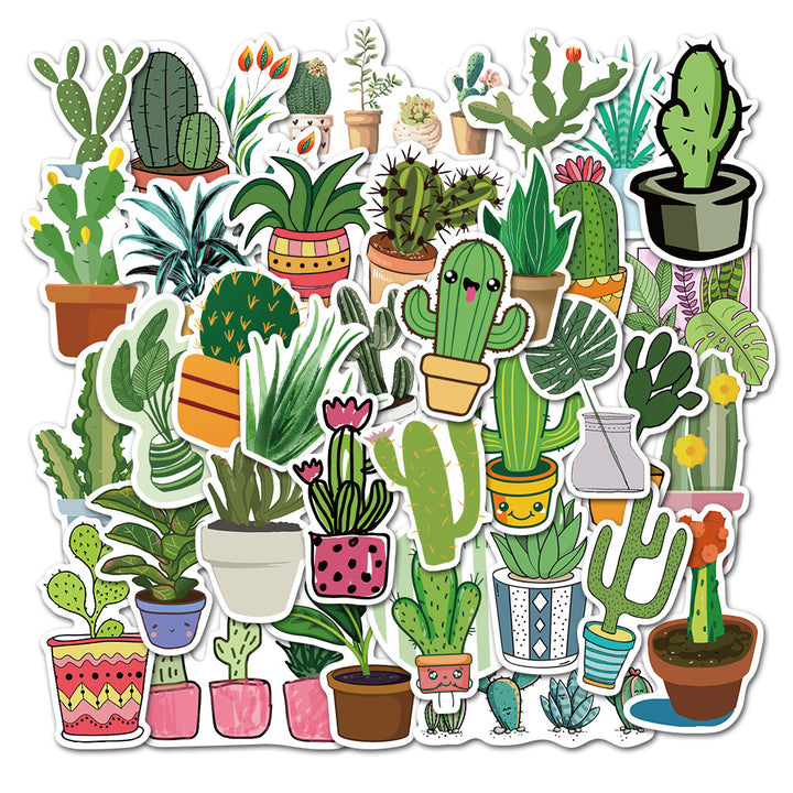 45 PCS Waterproof Cactus Plant Stickers for Various Uses