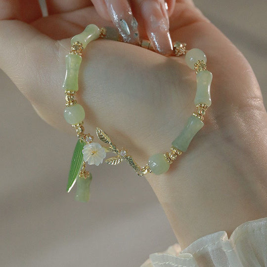 Traditional Chinese Bamboo Bracelet – Southern Jade & Hetian Jade Beads
