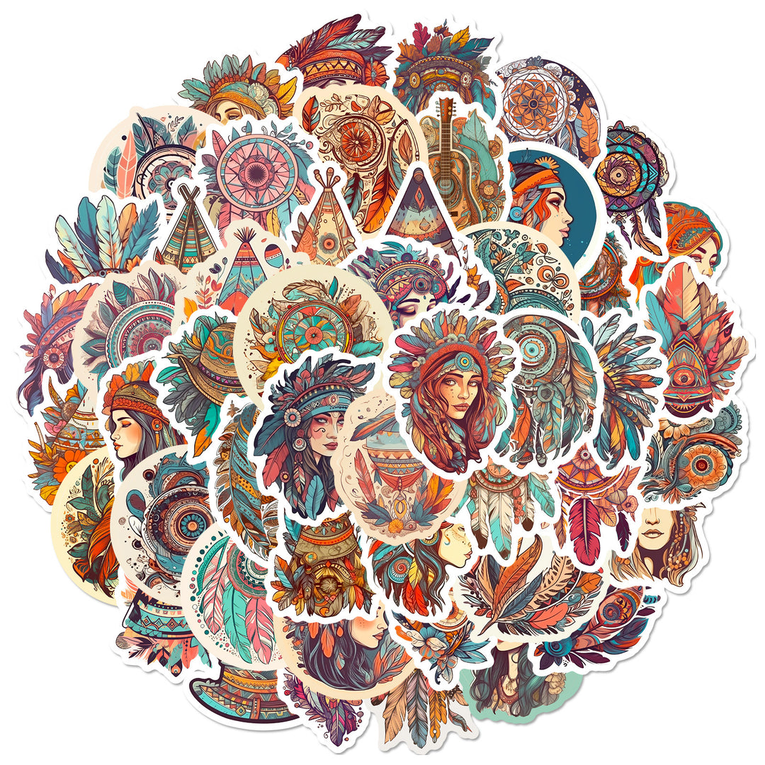 50 PCS Boho Wind Stickers for DIY Art Projects