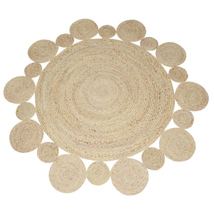 Natural Jute Area Rug — Hand-Woven Round Carpet for Living Room, Bedroom & Office