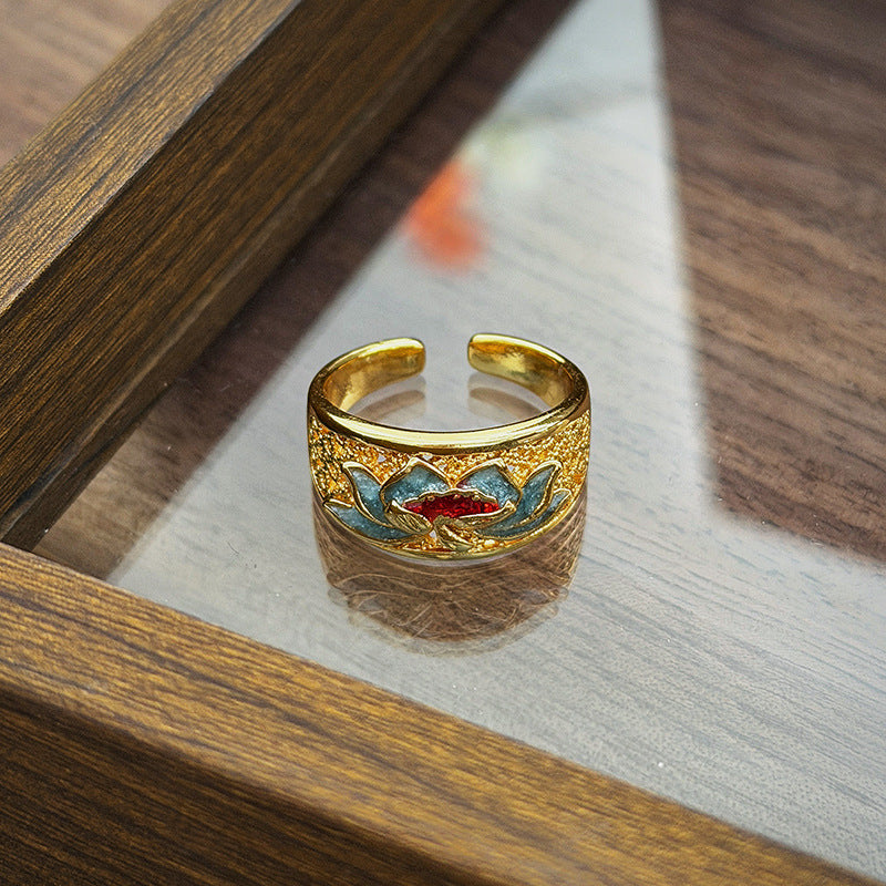 Retro Enamel Ring for Women – Lotus, Cloud & Butterfly | Gift for Mom