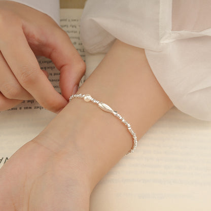 Sterling Silver Fish & Pearl Bracelet | Light Luxury Design | Mother's Day Gift