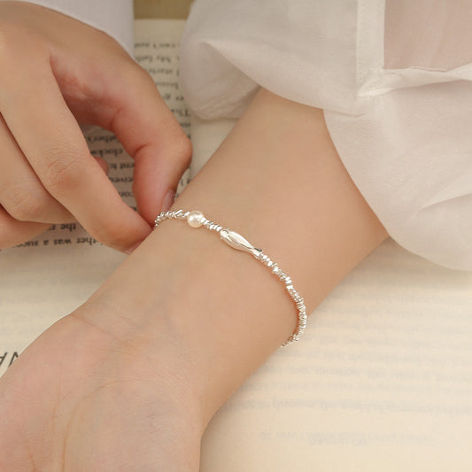 Sterling Silver Fish & Pearl Bracelet | Light Luxury Design | Mother's Day Gift