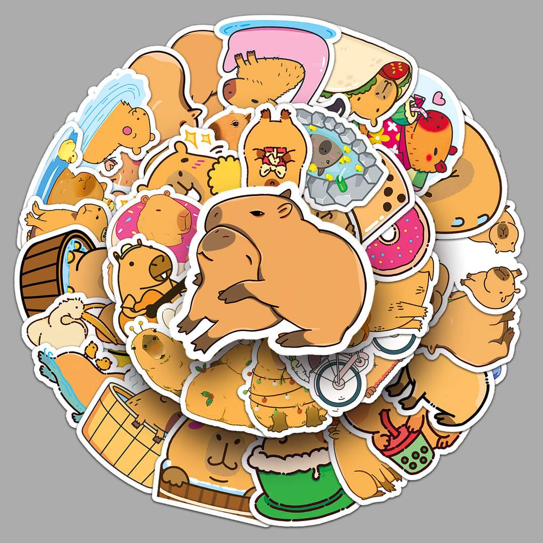 Cute Capybara Stickers 50 Pcs | Waterproof Vinyl Decals for DIY