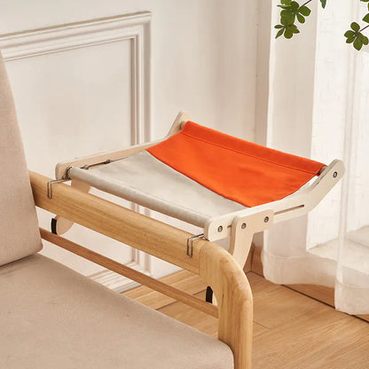 Cat Window Hammock Bed – Wooden Perch, Thickened, Suction Mount for Medium Cats