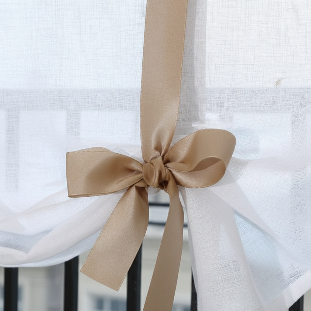 fabric close-up - embroidered floral detail and ribbon bow