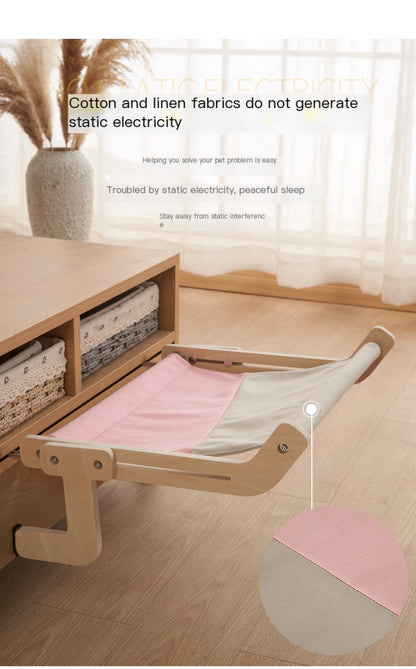 Cat Window Hammock Bed – Wooden Perch, Thickened, Suction Mount for Medium Cats