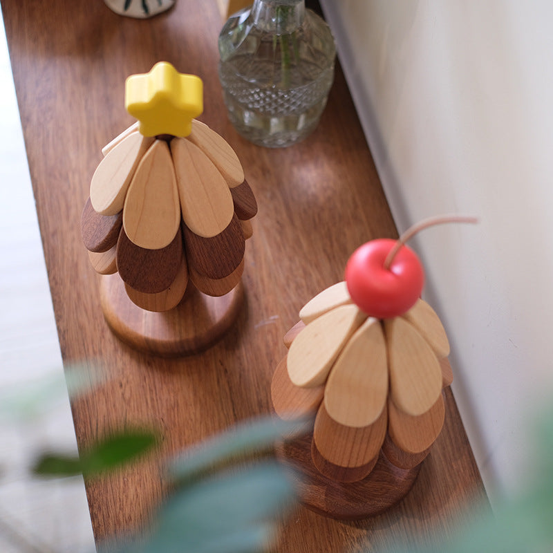Wooden Heat Proof Mat - Festive Beech Cup Coaster