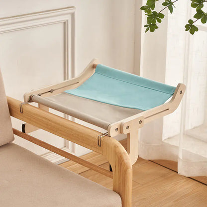 Cat Window Hammock Bed – Wooden Perch, Thickened, Suction Mount for Medium Cats