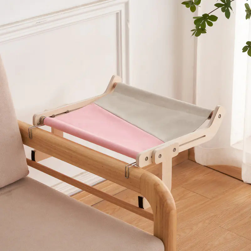 Cat Window Hammock Bed – Wooden Perch, Thickened, Suction Mount for Medium Cats