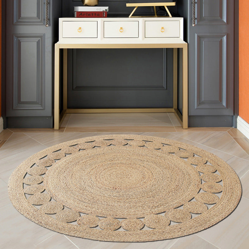 Natural Jute Area Rug — Hand-Woven Round Carpet for Living Room, Bedroom & Office