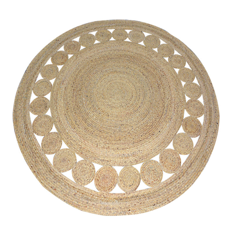 Natural Jute Area Rug — Hand-Woven Round Carpet for Living Room, Bedroom & Office