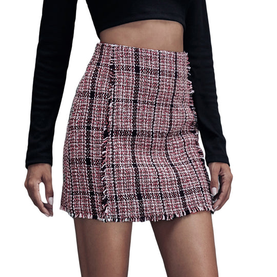 Package Hip Short Skirt | Multicolor Plaid A-Line Mini Skirt XS–L