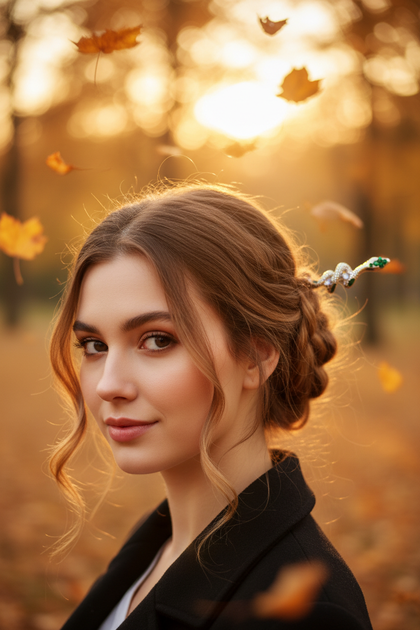 Autumn Park Braided Bun Half Snake Head