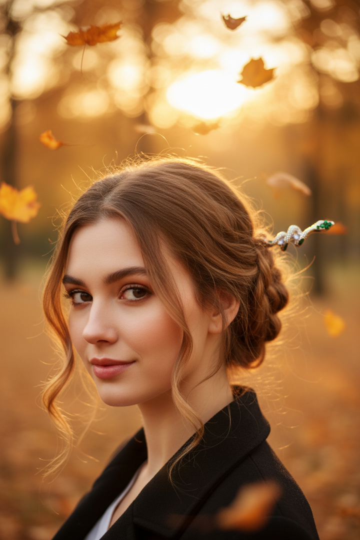 Autumn Park Braided Bun Half Snake Head