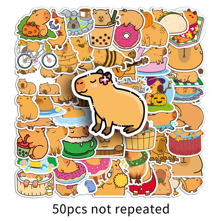 Cute Capybara Stickers 50 Pcs | Waterproof Vinyl Decals for DIY