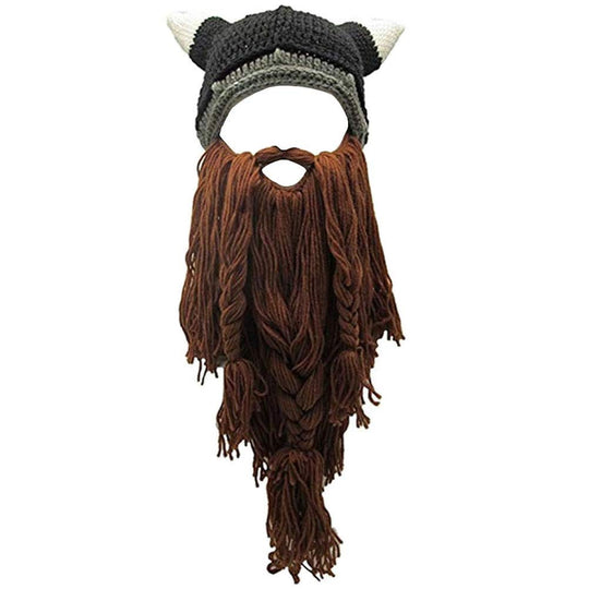 Barbarian Knit Beard Beanie Hat – Viking Cosplay Facemask