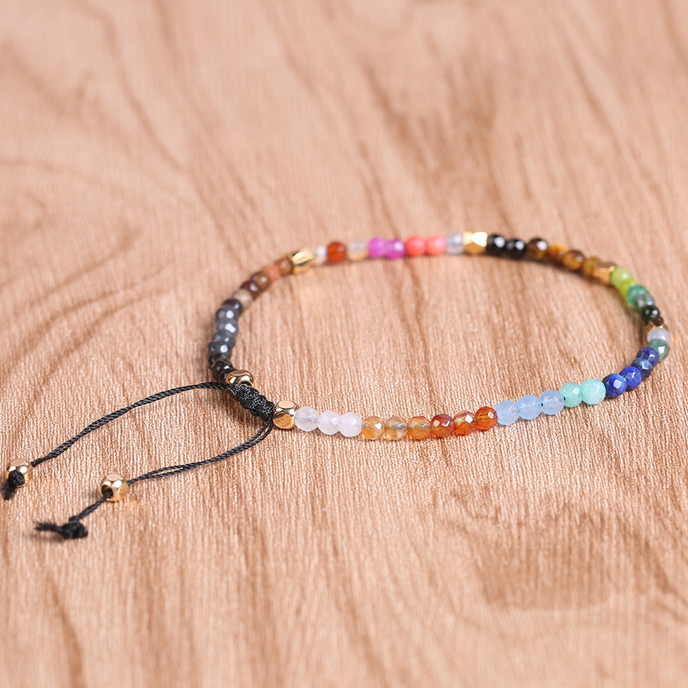 Seven Chakra Agate Stone Bracelet – Unisex Ethnic Style