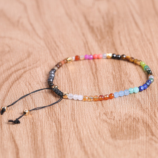 Seven Chakra Agate Stone Bracelet – Unisex Ethnic Style