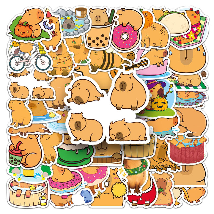 Cute Capybara Stickers 50 Pcs | Waterproof Vinyl Decals for DIY