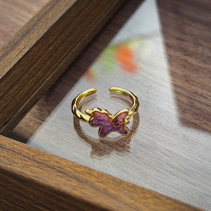 Retro Enamel Ring for Women – Lotus, Cloud & Butterfly | Gift for Mom