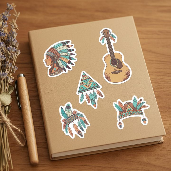 Boho stickers proportional on kraft journal