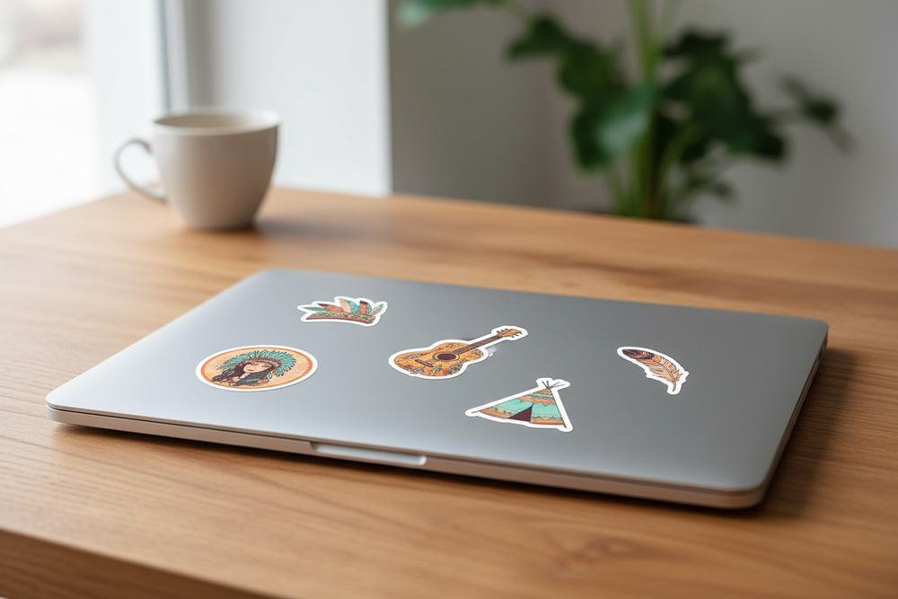 Boho stickers proportional on MacBook
