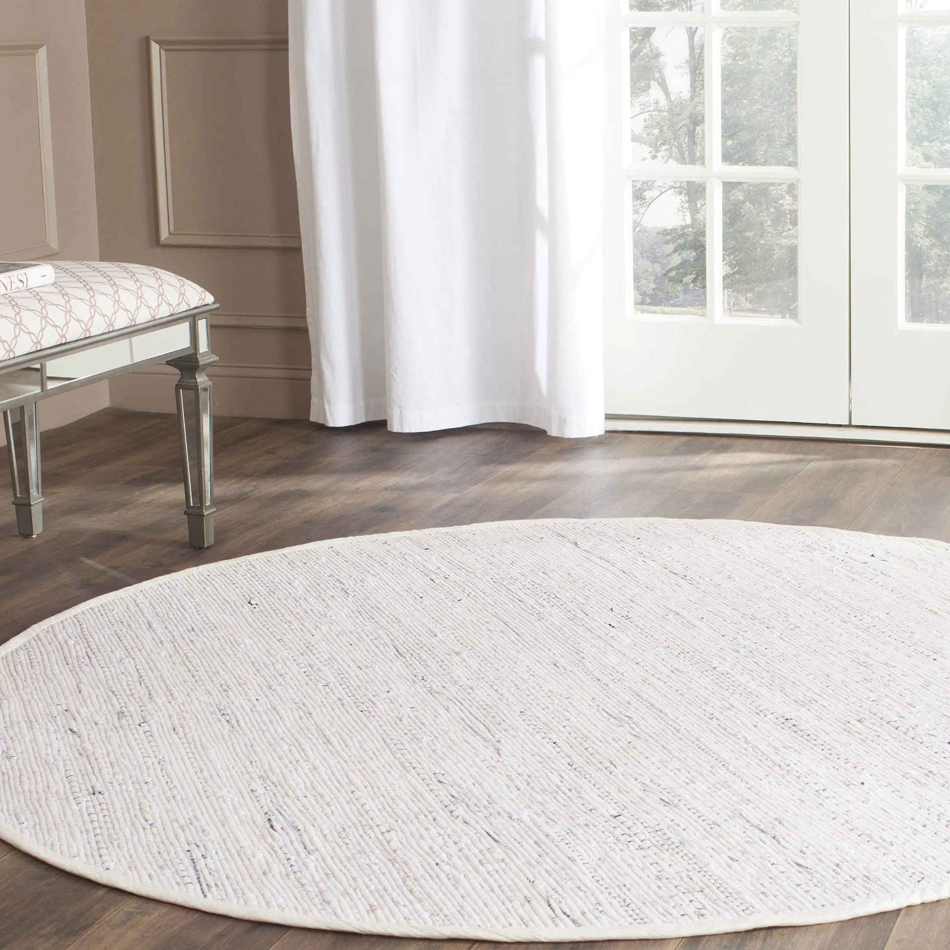 Rag Rug Ivory Handmade Boho Stripe Cotton