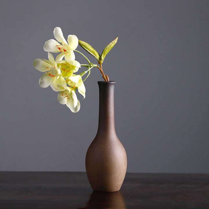 Vintage Ceramic Zen Flower Vase – Minimalist Wabi-Sabi Home Decor