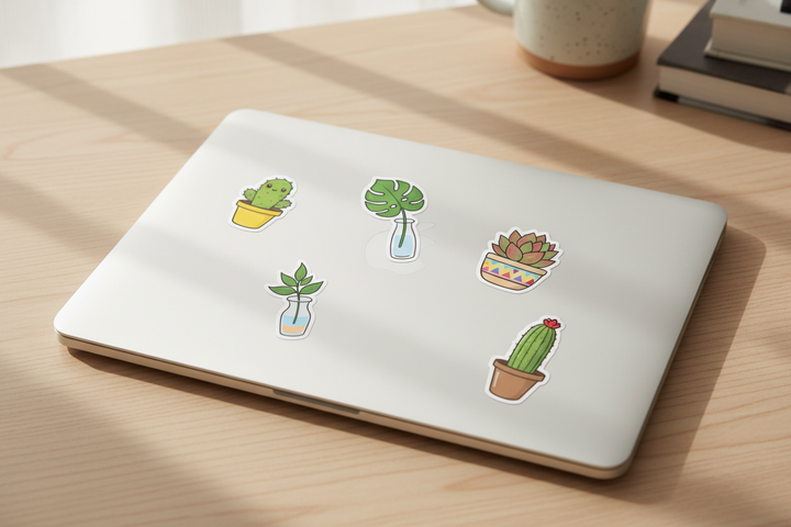 Cactus stickers on MacBook