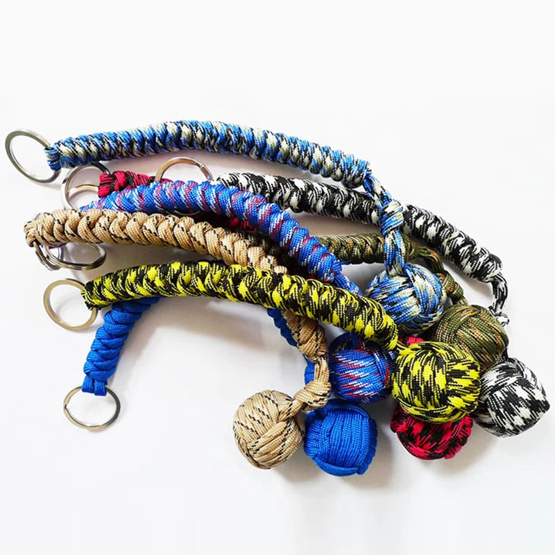 Outdoor Self-Defense Paracord Keychain – Steel Ball EDC Survival Tool