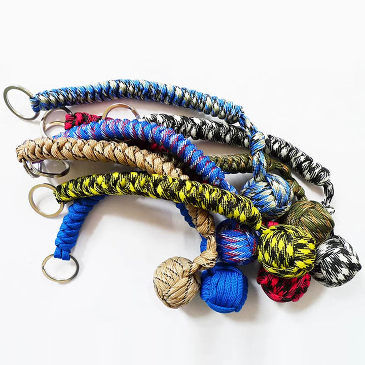 Outdoor Self-Defense Paracord Keychain – Steel Ball EDC Survival Tool
