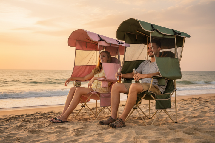 Couple on beach at golden hour