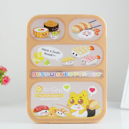 Bento Lunch Box with Utensils – 5-Compartment Microwave Safe