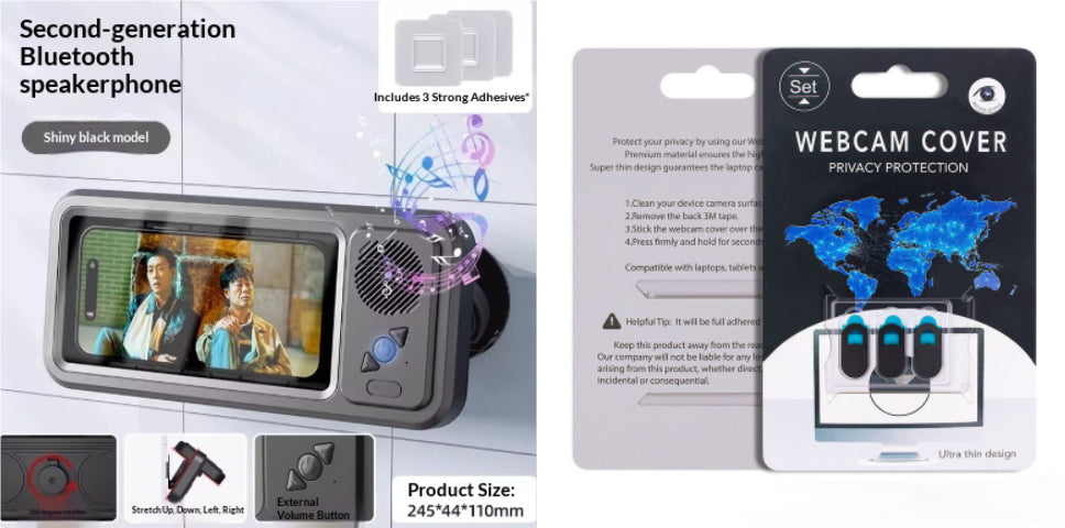 Waterproof Shower Phone Holder with Bluetooth Speaker | 360° Rotation Touch Screen