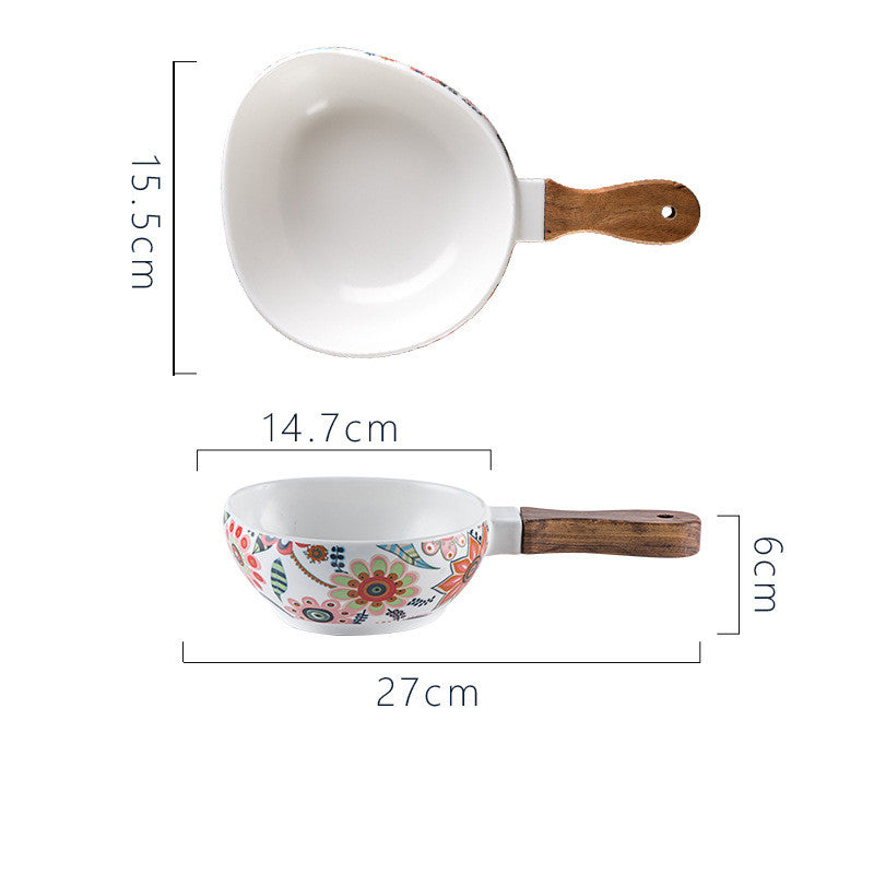 Nordic Matte Ceramic Bowl with Handle – Porcelain Fruit & Salad Bowl (2 sizes)