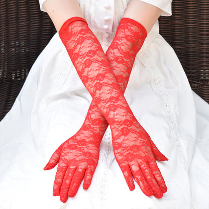 Summer Lace Gloves – UV Protection, Long Full Finger for Driving & Cycling | Gift for Mom