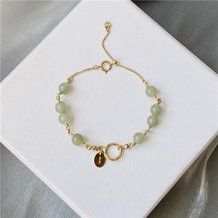 Single Circle Bracelet | Hetian Jade 14K Gold Plated Women's Bracelet
