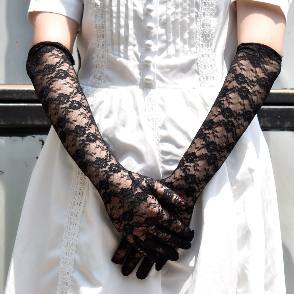 Summer Lace Gloves – UV Protection, Long Full Finger for Driving & Cycling | Gift for Mom