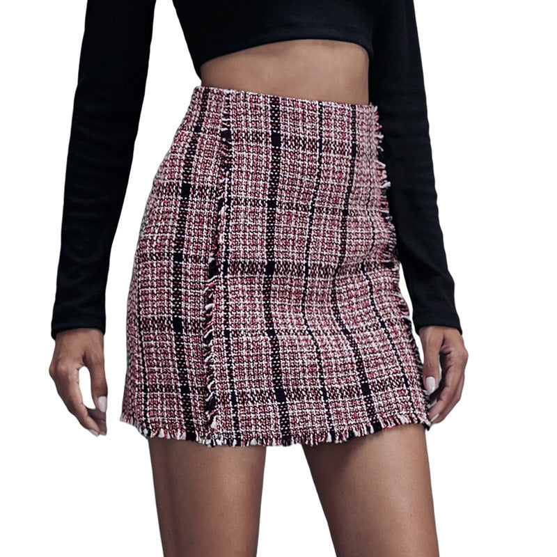 Package Hip Short Skirt | Multicolor Plaid A-Line Mini Skirt XS–L