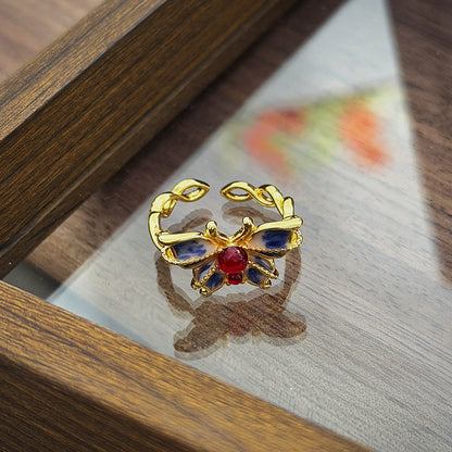 Retro Enamel Ring for Women – Lotus, Cloud & Butterfly | Gift for Mom